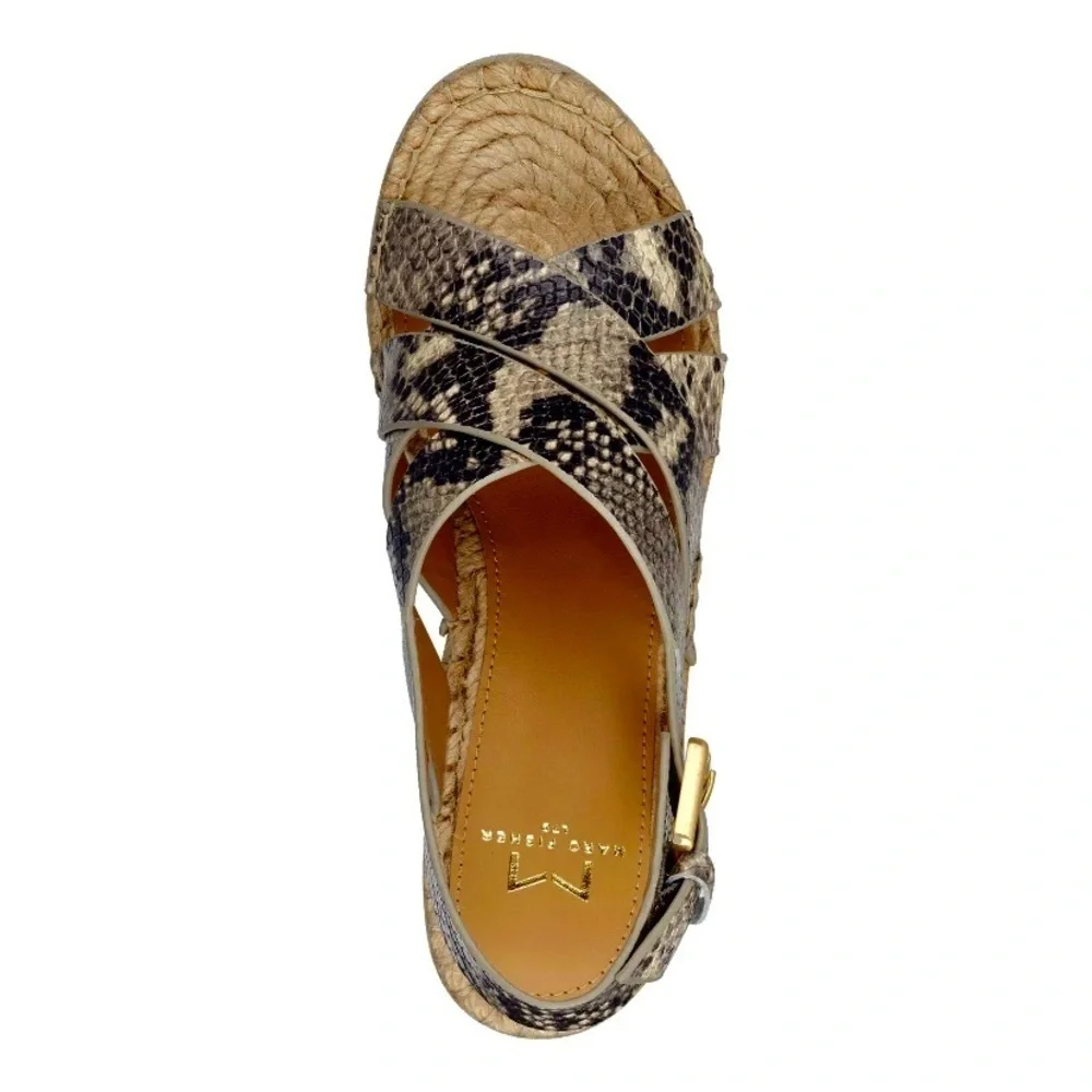 Marc Fisher Wedges Espadrille Snake Print Leather Platform Mlalenni